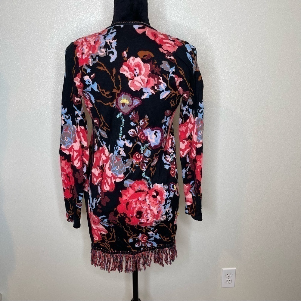 I.N.C Floral Embroidered Fringe Open Front Cardigan Petite Small - Picture 6 of 8